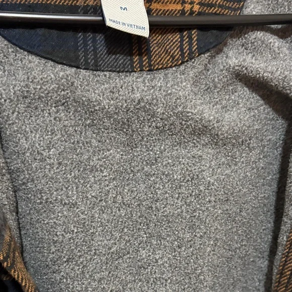 Duluth Trading Co Navy & Brown Plaid Hooded Flannel Shirt Jacket - Picture 9 of 9